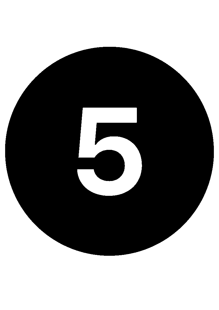 Número 5 com fundo circular preto